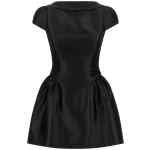 Self-Portrait Black Taffetà Collared Mini Dress