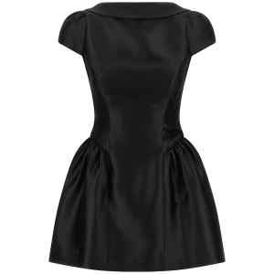 Self-Portrait Black Taffetà Collared Mini Dress