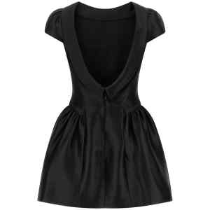 Self-Portrait Black Taffetà Collared Mini Dress