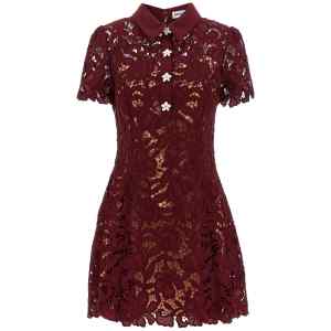 Self-Portrait Burgundy Lace Mini Dress