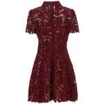 Self-Portrait Burgundy Lace Mini Dress
