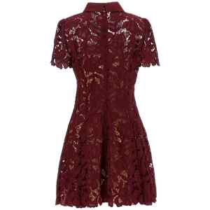 Self-Portrait Burgundy Lace Mini Dress