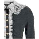 Self-Portrait Grey Lace Collar Knit Cardigan