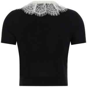 Self-Portrait Black Knit Lace Collar Top