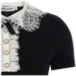 Self-Portrait Black Knit Lace Collar Top