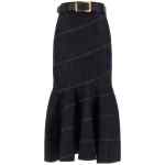 Self-Portrait Indigo Denim Belted Midi Skirt