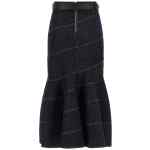 Self-Portrait Indigo Denim Belted Midi Skirt