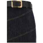 Self-Portrait Indigo Denim Belted Midi Skirt