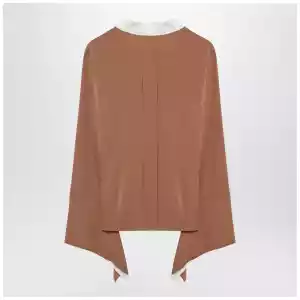 Max Mara Camel silk colour-block shirt