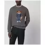Maison Kitsuné Grey mélange sweater with Dressed Fox intarsia
