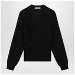 LEMAIRE Black asymmetric wool-blend cardigan