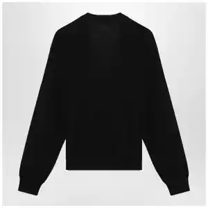 LEMAIRE Black asymmetric wool-blend cardigan