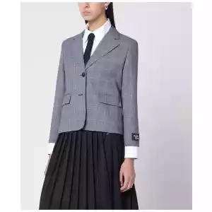Maison Kitsuné Blue checked single-breasted blazer