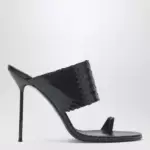 Paris Texas Lidia python-effect black leather thong mule