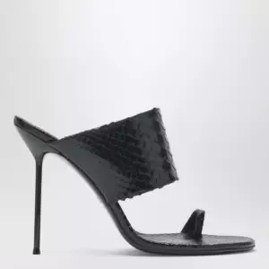 Paris Texas Lidia python-effect black leather thong mule