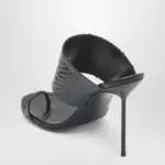 Paris Texas Lidia python-effect black leather thong mule
