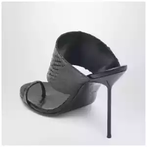Paris Texas Lidia python-effect black leather thong mule