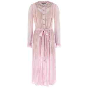 Self-Portrait Pink Pleated Georgette Midi Dresses
