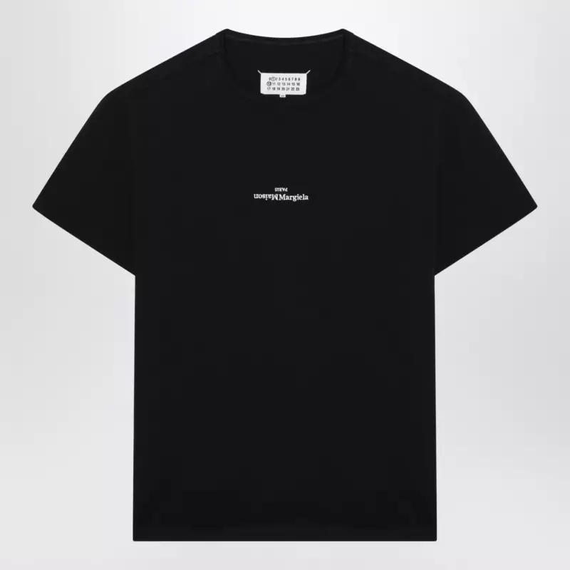 Maison Margiela Black T-shirt with distorted logo