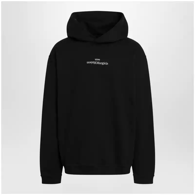 Maison Margiela Black hoodie with reversed logo