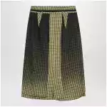 Maison Margiela Virgin wool midi skirt with faded check pattern