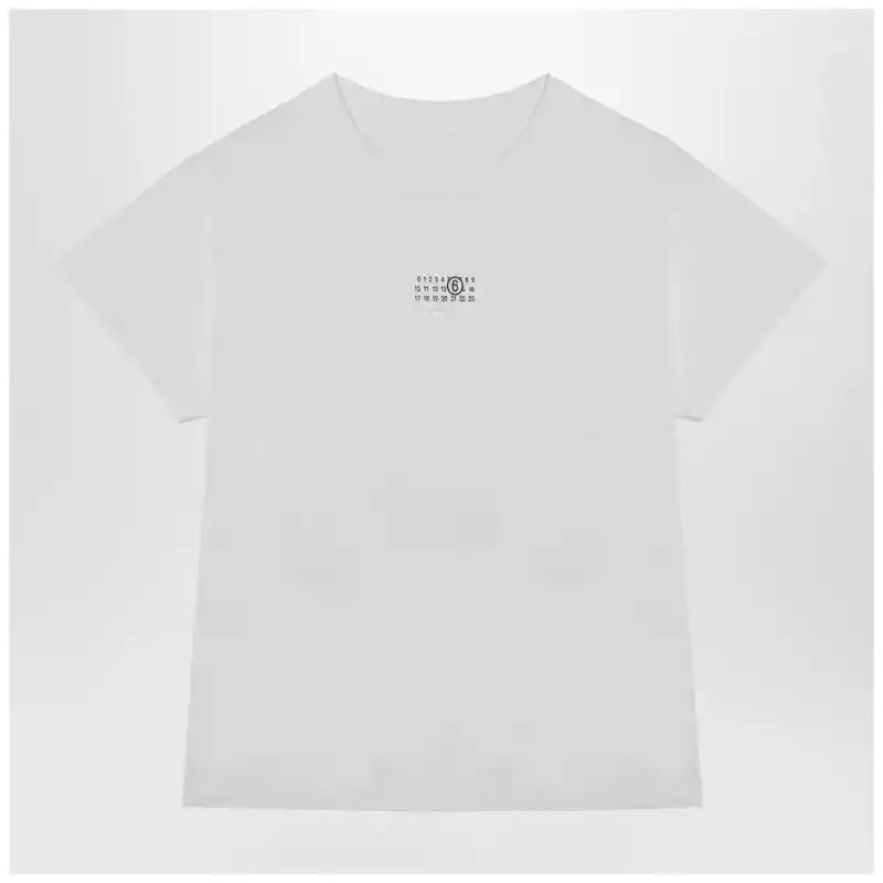 MM6 Maison Margiela White T-shirt with Numeric Signature patch