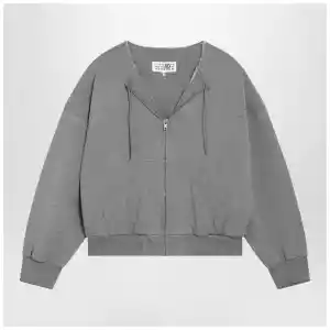 MM6 Maison Margiela Felpa con zip e coulisse in cotone grigia