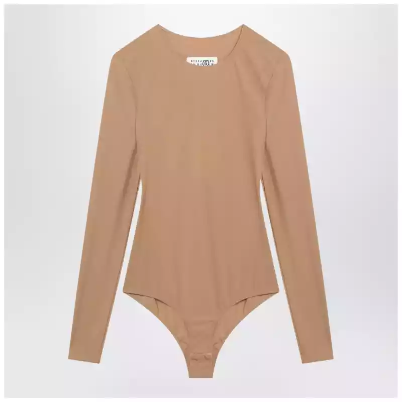 MM6 Maison Margiela Skin-tone bodysuit in lycra jersey