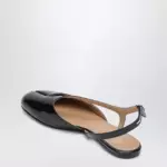 Maison Margiela Black brushed leather Tabi slingback sandals