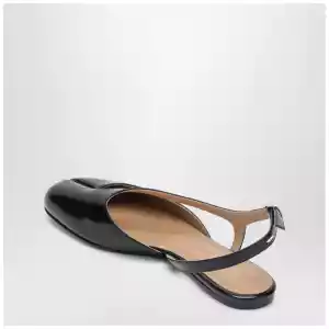 Maison Margiela Black brushed leather Tabi slingback sandals