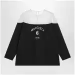 MM6 Maison Margiela Black top with logo print and sheer insert