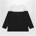 MM6 Maison Margiela Black top with logo print and sheer insert