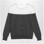 MM6 Maison Margiela Knit cardigan with sheer yoke in cotton dark grey