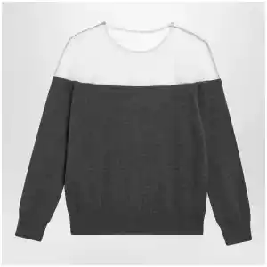 MM6 Maison Margiela Knit cardigan with sheer yoke in cotton dark grey