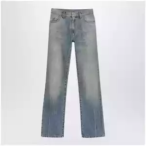 MM6 Maison Margiela Straight-leg high-waist cotton jeans in medium blue