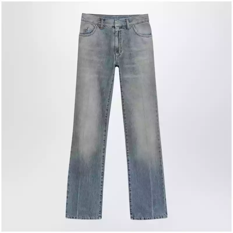 MM6 Maison Margiela Straight-leg high-waist cotton jeans in medium blue