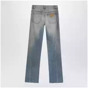 MM6 Maison Margiela Straight-leg high-waist cotton jeans in medium blue