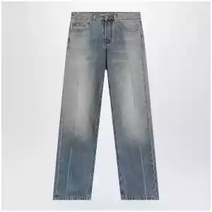 MM6 Maison Margiela Straight-leg trompe-l'œil cotton jeans in medium blue