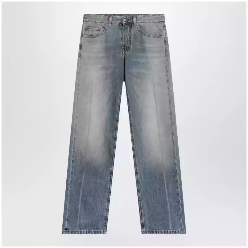 MM6 Maison Margiela Straight-leg trompe-l'œil cotton jeans in medium blue