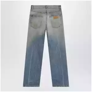 MM6 Maison Margiela Straight-leg trompe-l'œil cotton jeans in medium blue