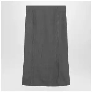 MM6 Maison Margiela Brown and beige patterned wool midi skirt