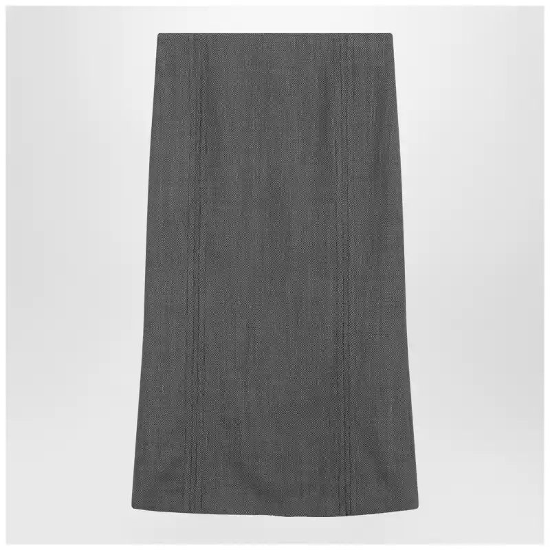 MM6 Maison Margiela Brown and beige patterned wool midi skirt
