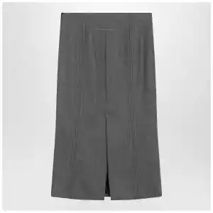 MM6 Maison Margiela Brown and beige patterned wool midi skirt