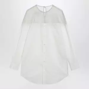 MM6 Maison Margiela Cotton shirt with sheer panels in off-white