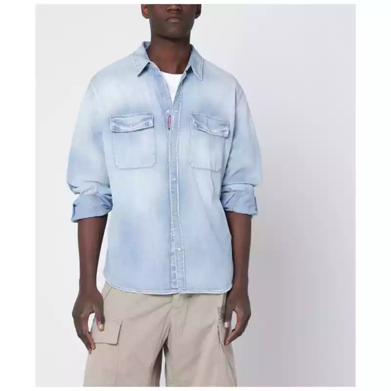 Dsquared2 Light blue washed denim shirt