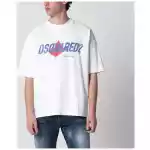 Dsquared2 White loose-fit T-shirt with logo print