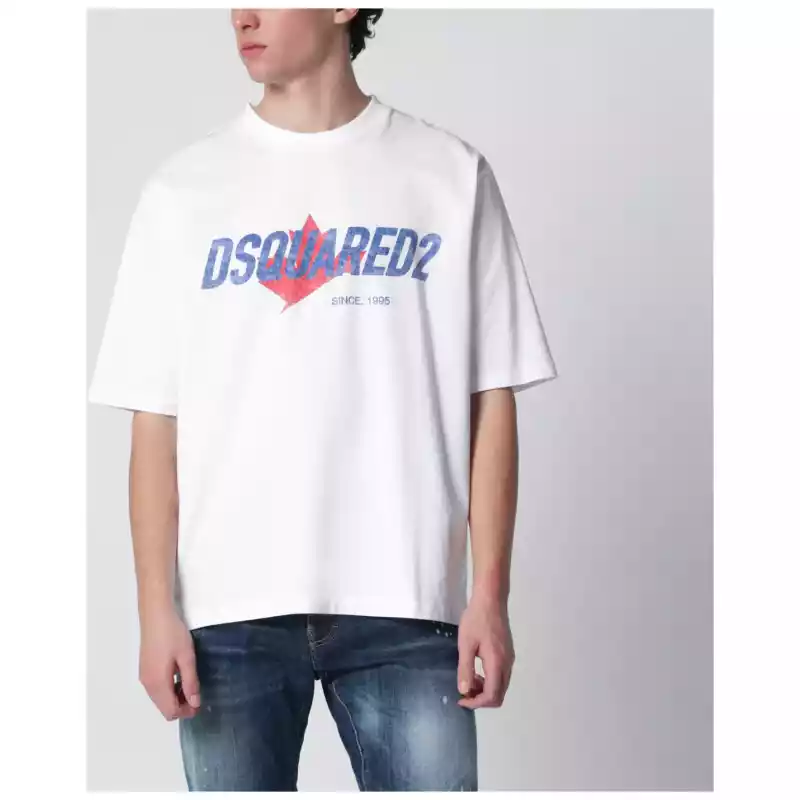 Dsquared2 White loose-fit T-shirt with logo print