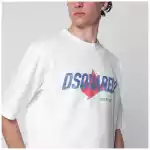 Dsquared2 White loose-fit T-shirt with logo print