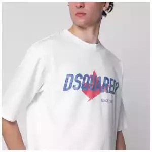 Dsquared2 White loose-fit T-shirt with logo print