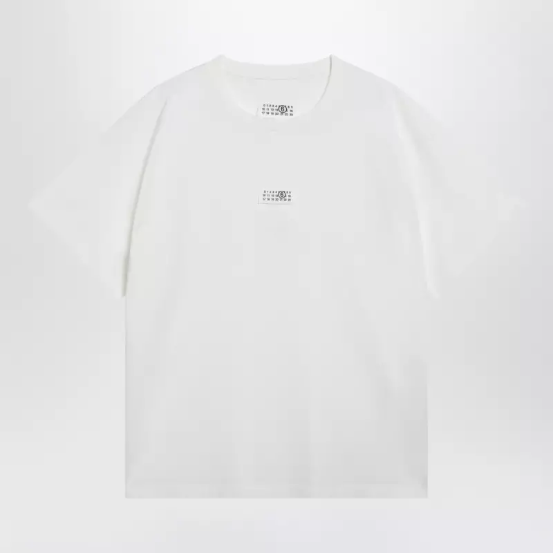MM6 Maison Margiela White cotton T-shirt with Numeric logo